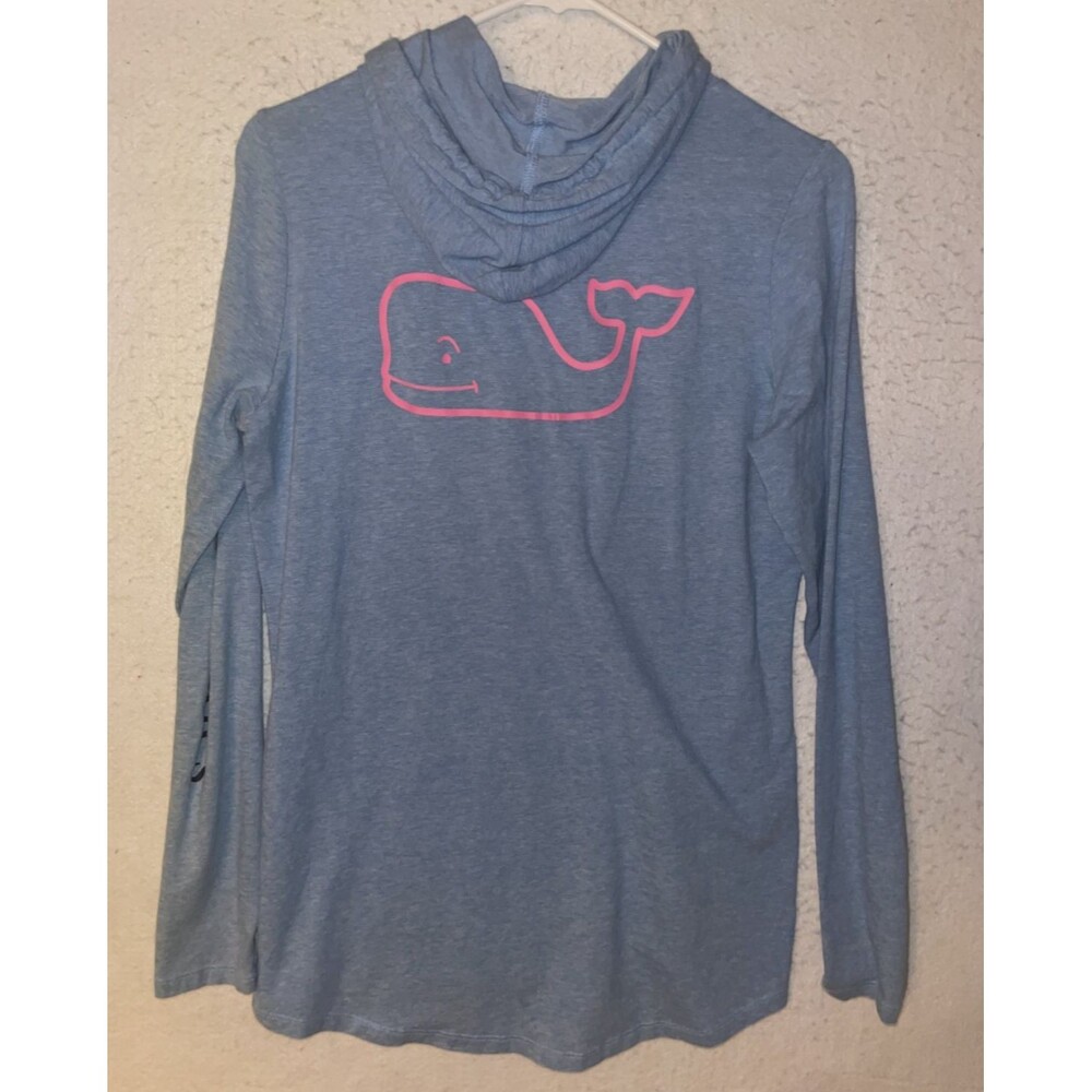 Vineyard Vines Edgartown Performance Hooded T-Shirt Womens S Blue Whale Graphic